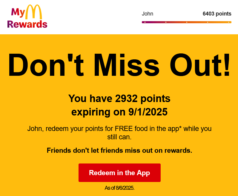 McDonald's don't miss chart